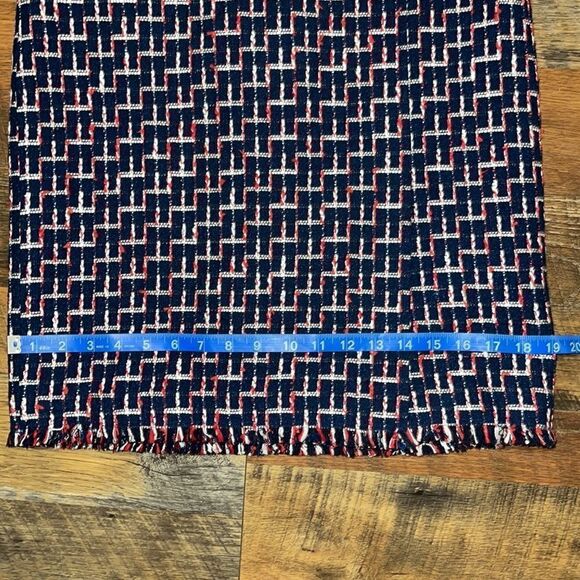 TALBOTS Boucle Navy White, Blue & Red Wrap Skirt With Slit - Picture 13 of 16